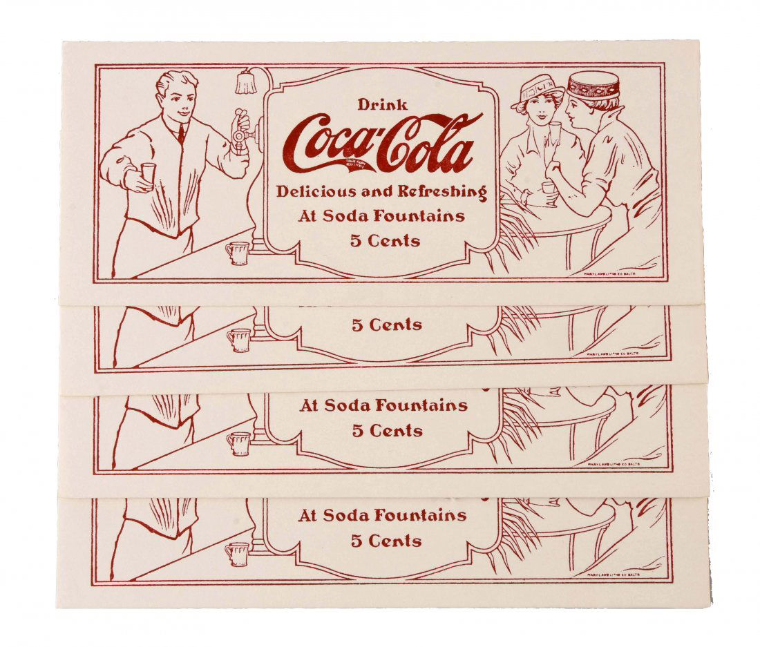 Set of 4: Early Coca - Cola Soda Fountain Ink Blotters. (1 of 1)