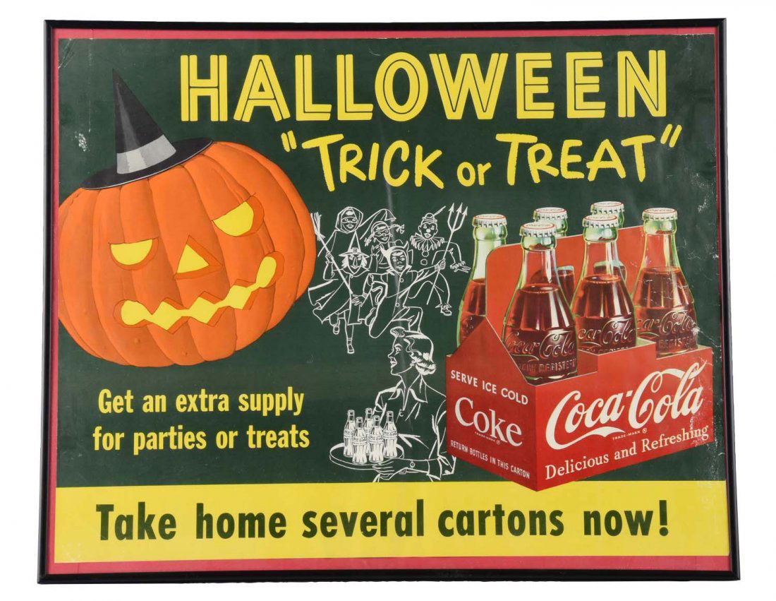 Coca-Cola Six Pack Halloween Paper Sign. (1 of 1)