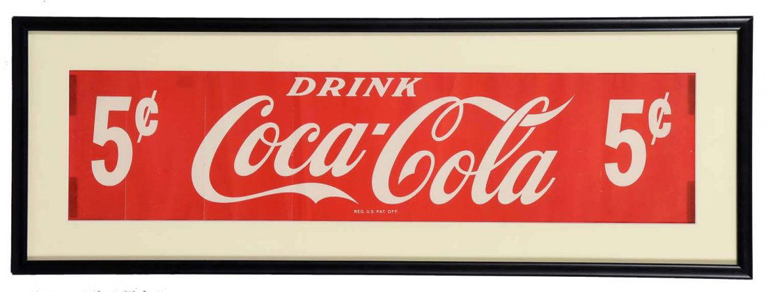 Vintage Coca - Cola 5¢ Paper Sign. (1 of 1)