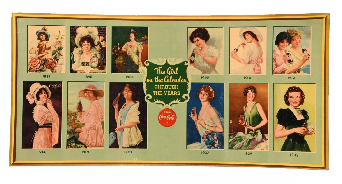 1939 Coca-Cola Calendar Girls Advertising Sign. (1 of 1)