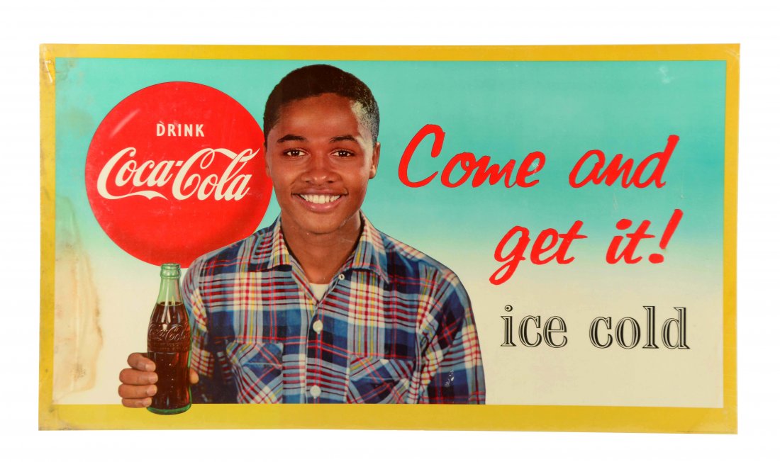 1956 Coca-Cola Cardboard Advertising Sign. (1 of 1)