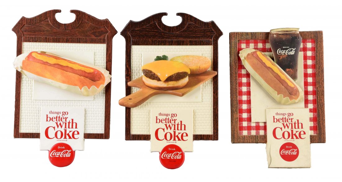 Lot of 3: Plastic Coca-Cola Advertising Signs. (1 of 1)