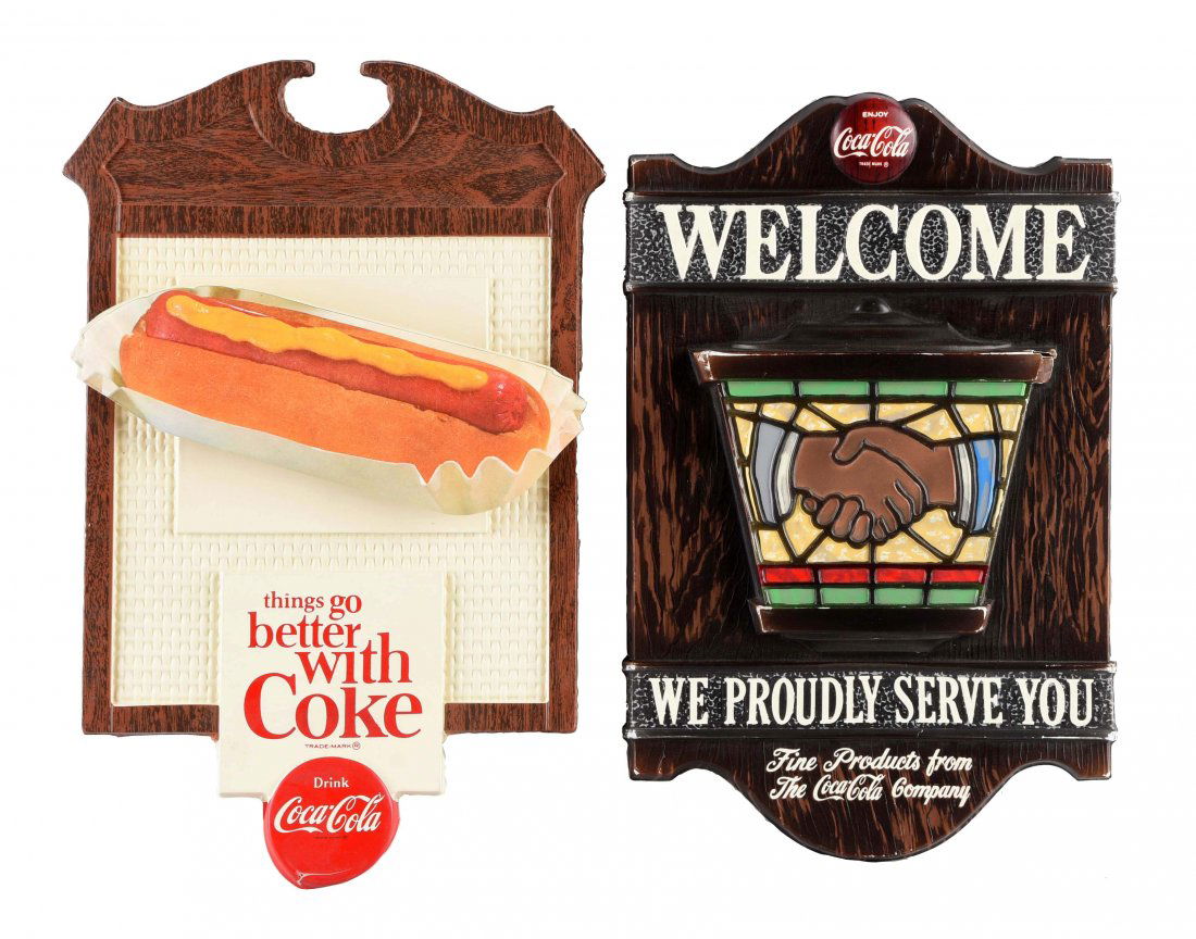 Lot of 2: Plastic Coca-Cola Advertising Signs. (1 of 1)