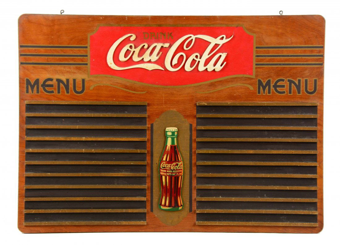 Large Wooden Coca-Cola Advertising Menu Board. (1 of 1)