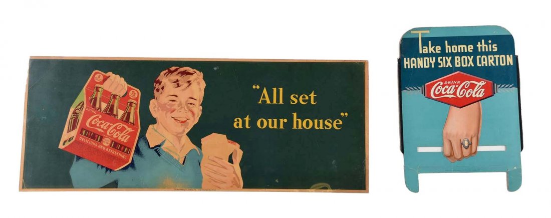 Lot Of 2: Coca-Cola Cardboard Sign & Diecut Topper. (1 of 1)