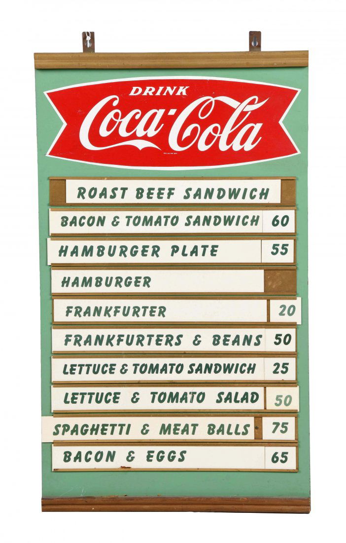 1960's Coca-Cola Masonite & Metal Menu Board. (1 of 1)