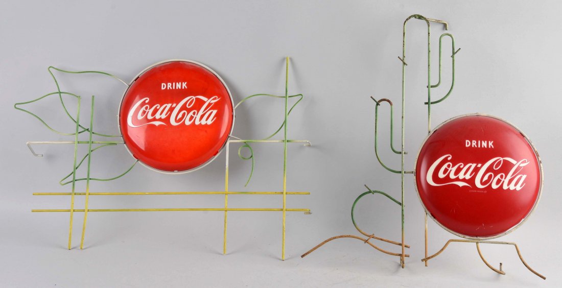 Lot Of 2: Coca-Cola Plastic & Metal Advertising Signs. (1 of 2)