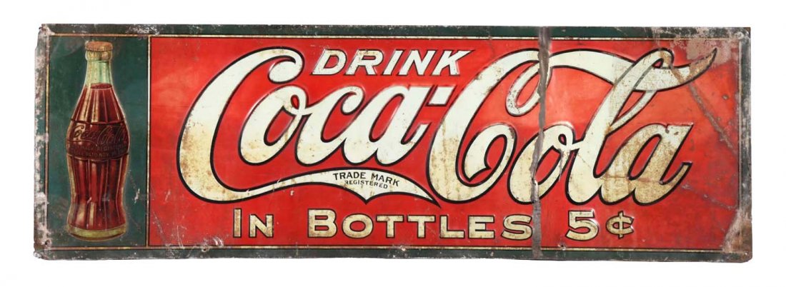 1920 Embossed Tin Coca-Cola Sign. (1 of 1)