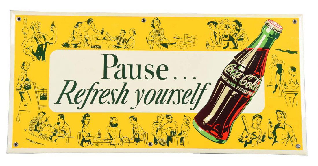 1950's Tin Over Cardboard Coca - Cola Advertising Sign. (1 of 1)