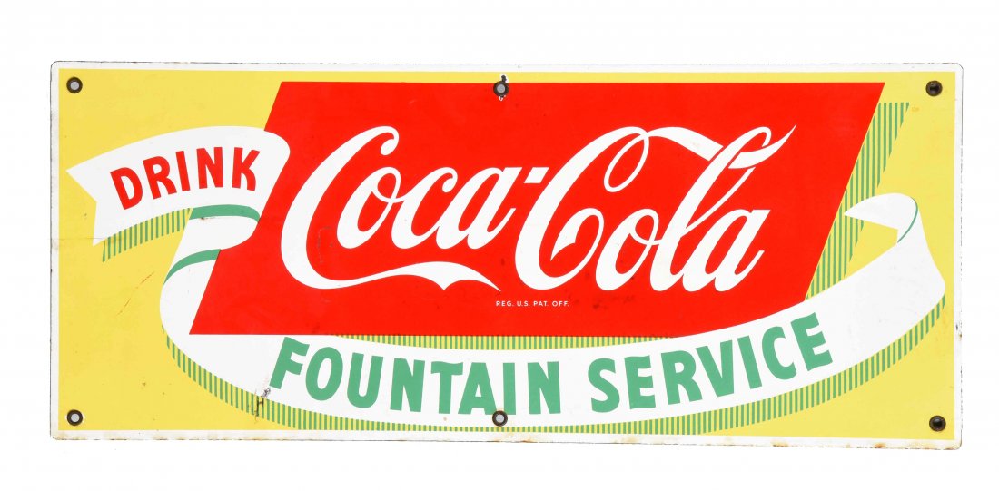1950's Coca-Cola Porcelain "Fountain Service" Sign. (1 of 1)