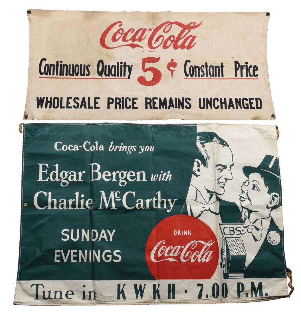 Lot Of 2: Large Coca-Cola Canvas Banners. (1 of 1)