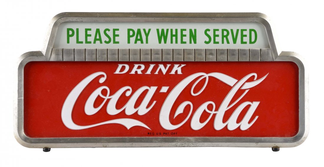 1950's Coca-Cola "Pay When Served" Light Up Display. (1 of 1)