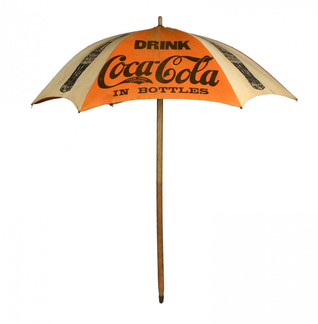 Early Coca-Cola Cloth Advertising Umbrella. (1 of 2)
