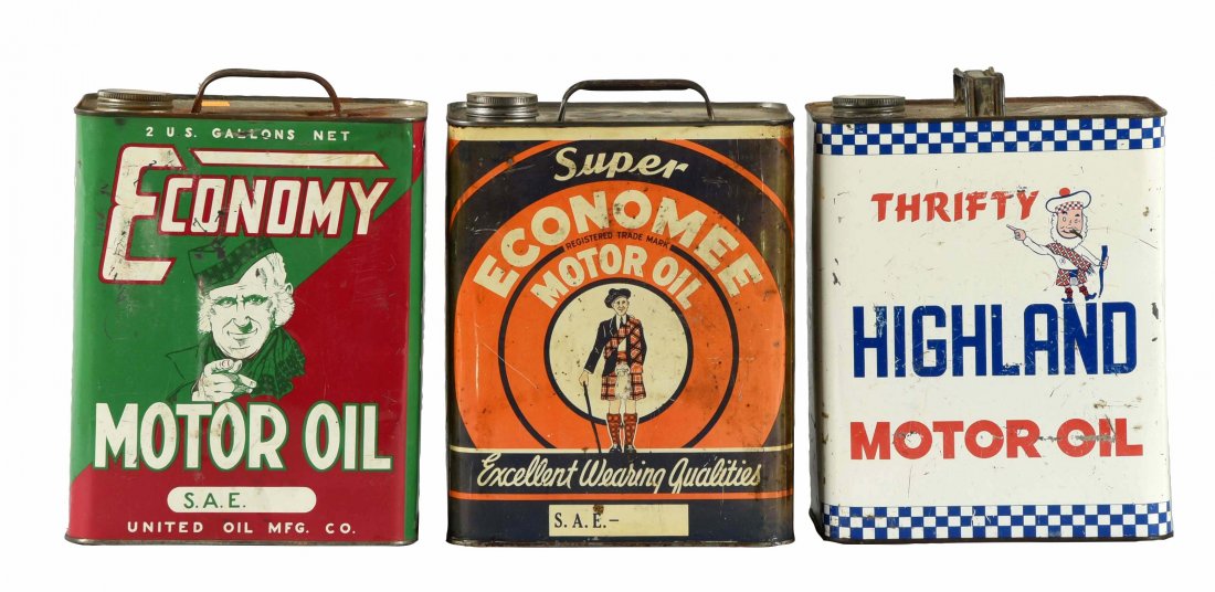 Lot of 3:  Two Gallon Rectangle Metal Oil Cans. (1 of 1)