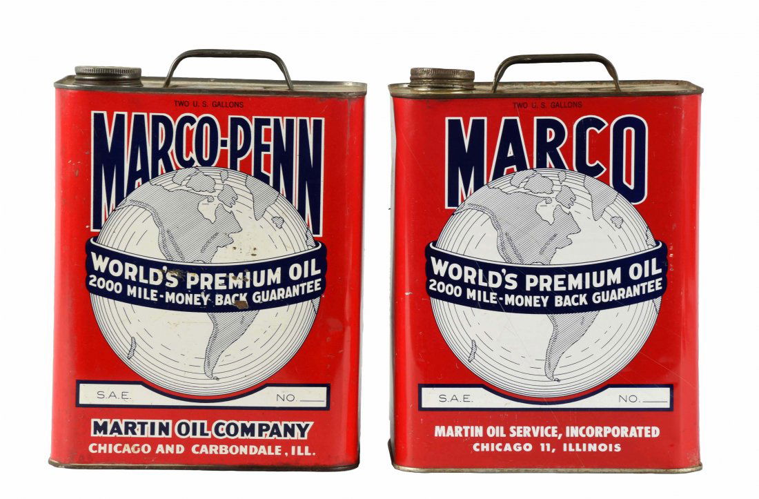 Lot of 2:  Two Gallon Rectangle Metal Oil Cans. (1 of 1)