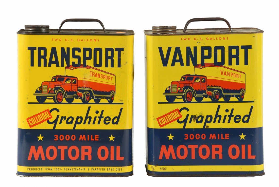 Lot of 2:  Two Gallon Rectangle Metal Oil Cans. (1 of 1)