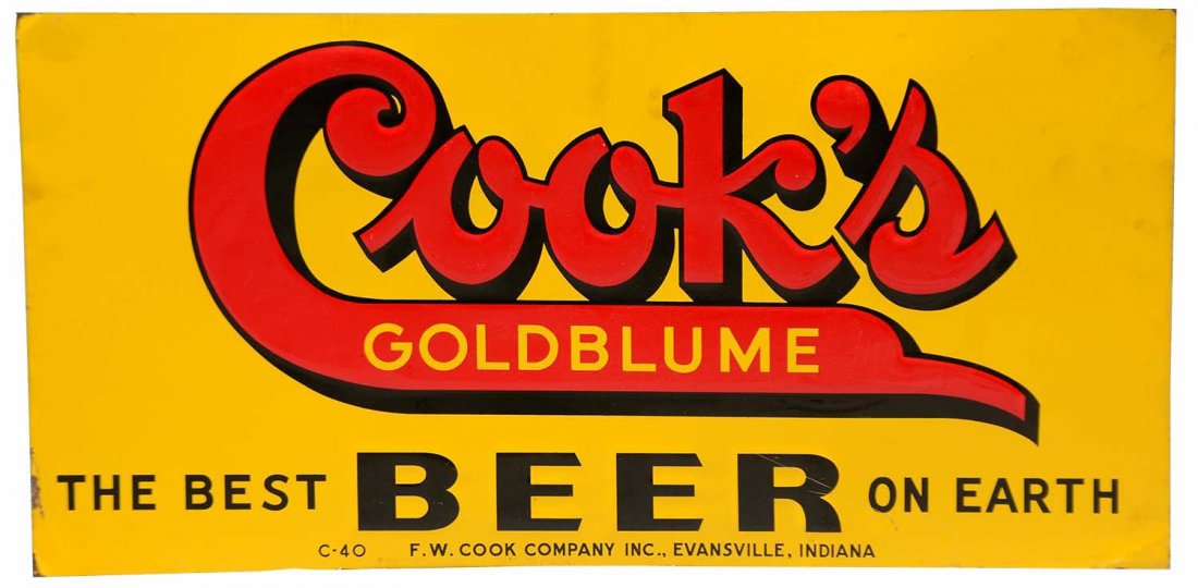 Cook's Goldblume Beer Embossed Tin Sign. (1 of 1)