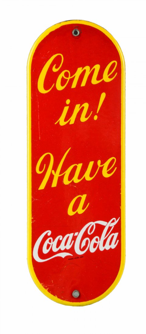 Porcelain Coca-Cola Door Push - Circa 1940’s - 1950’s . (1 of 1)