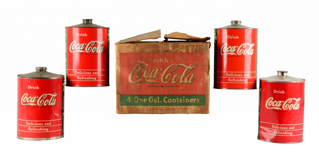 Box Of Coca-Cola One Gallon Syrup Containers. (1 of 6)