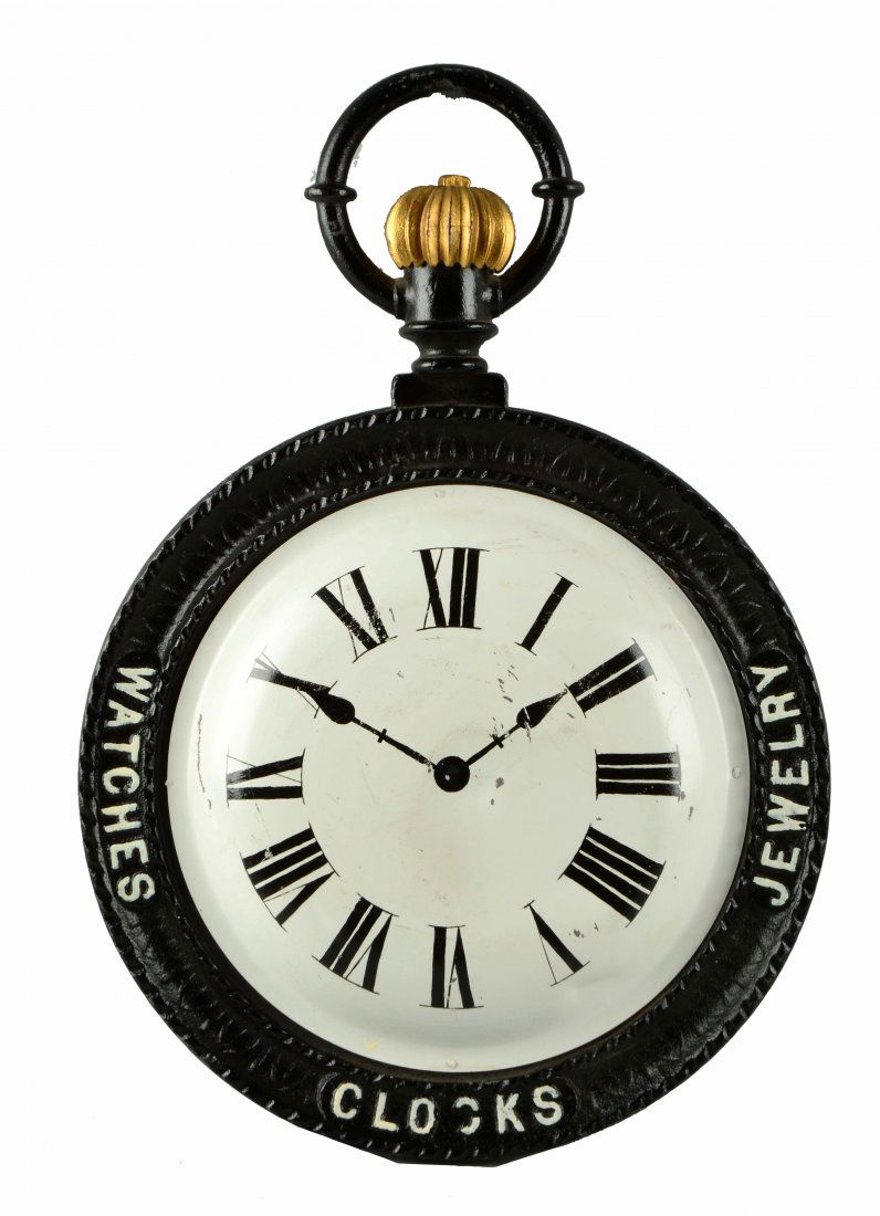 Early Cast Iron Advertising Pocket Watch Trade Sign. (1 of 2)