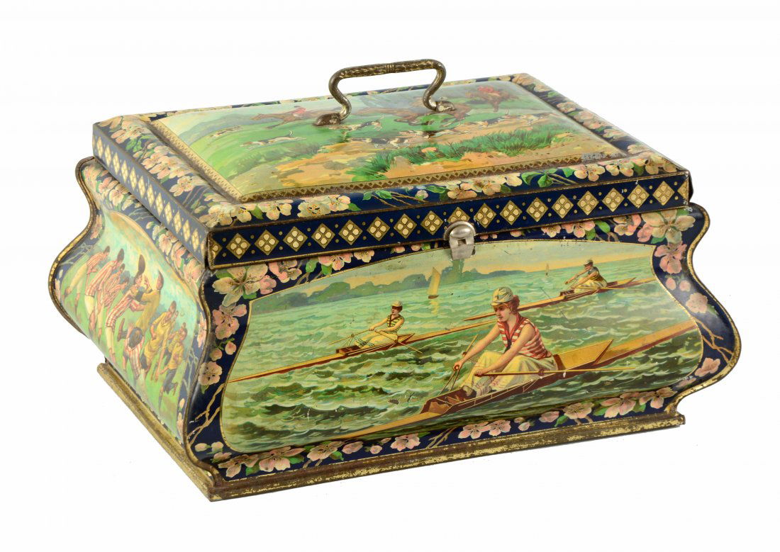 Early Lithographed Biscuit Tin. (1 of 6)