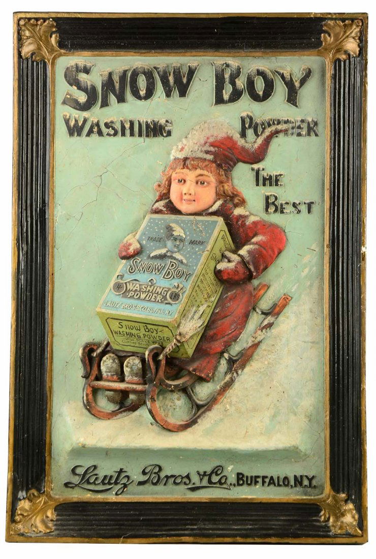 1890's Snow Boy Washing Powder Composition Sign. (1 of 3)