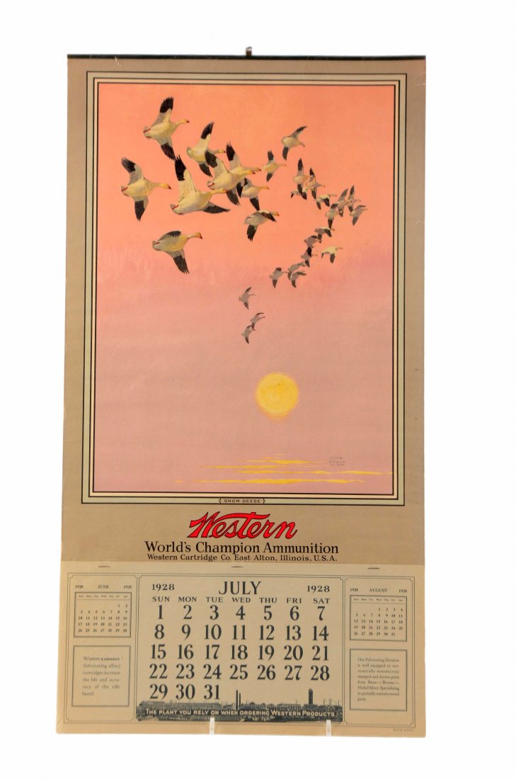 1928 Western Cartridge Advertising Calendar. (1 of 1)