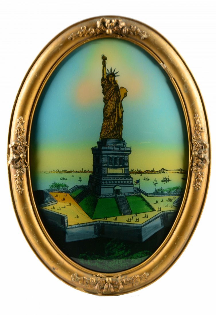 19th Century Convex Reverse On Glass Statue Of Liberty (1 of 1)