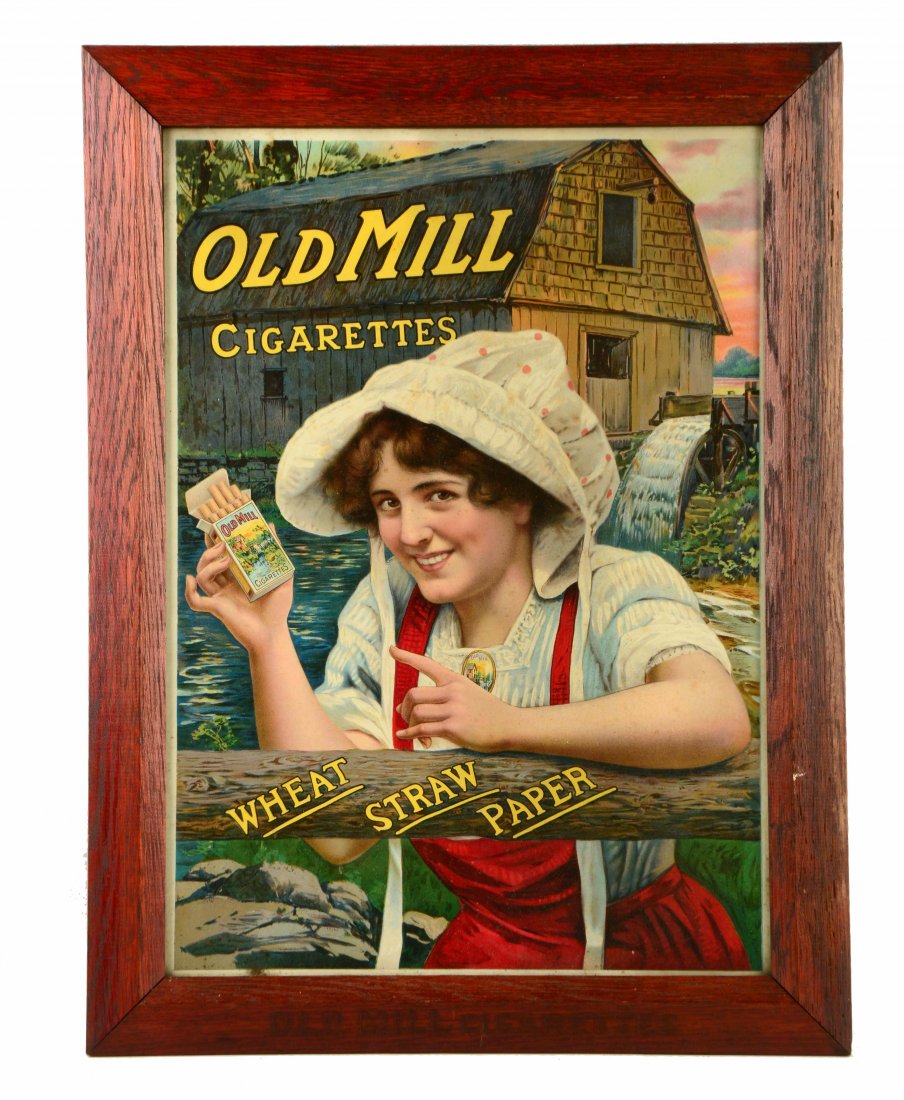 Old Mill Cigarettes Cardboard Advertising Sign. (1 of 2)