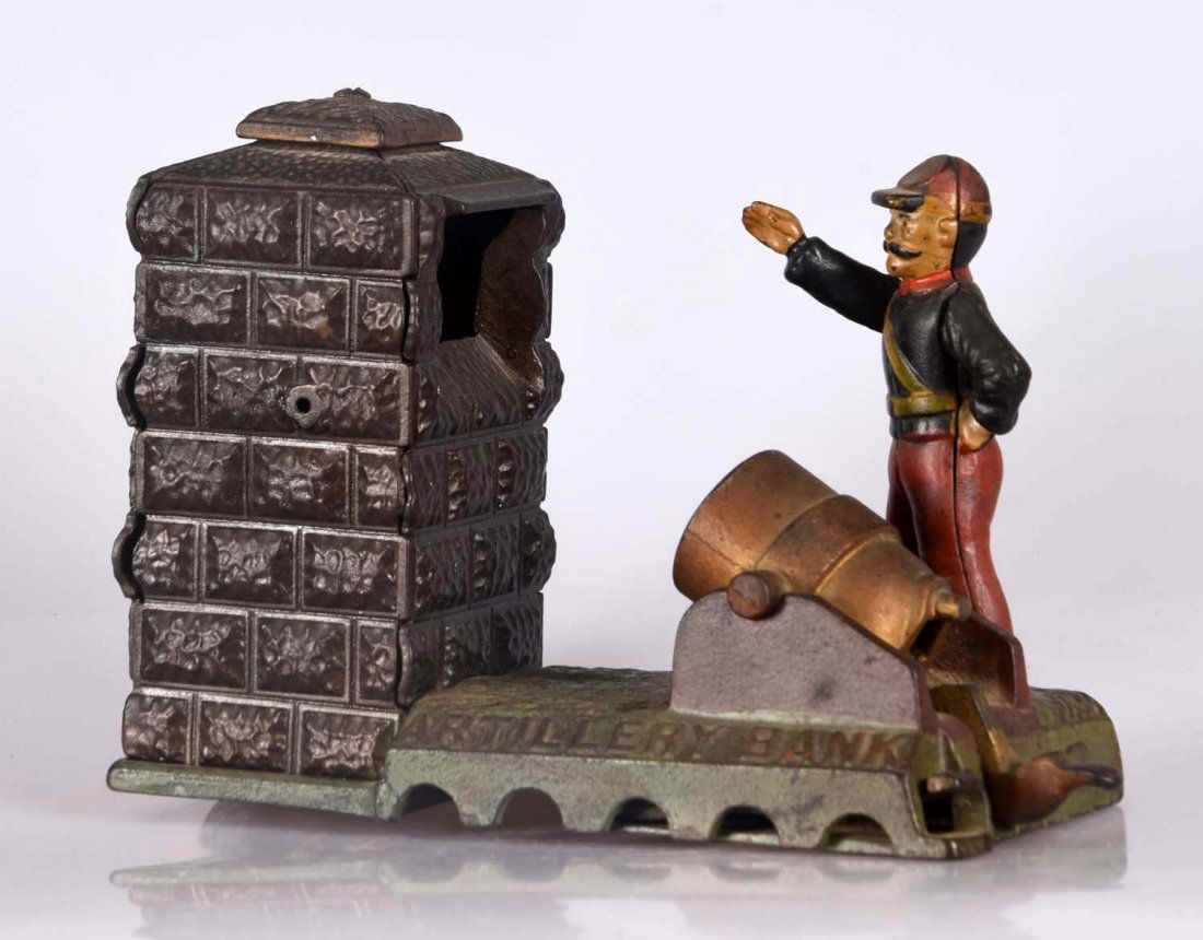 J. & E. Stevens Artillery Cast Iron Mech. Bank Union (1 of 2)