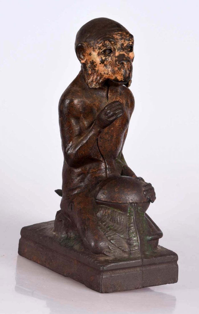 J. & E. Stevens Monkey & Coconut Cast iron Mech. Bank. (1 of 2)