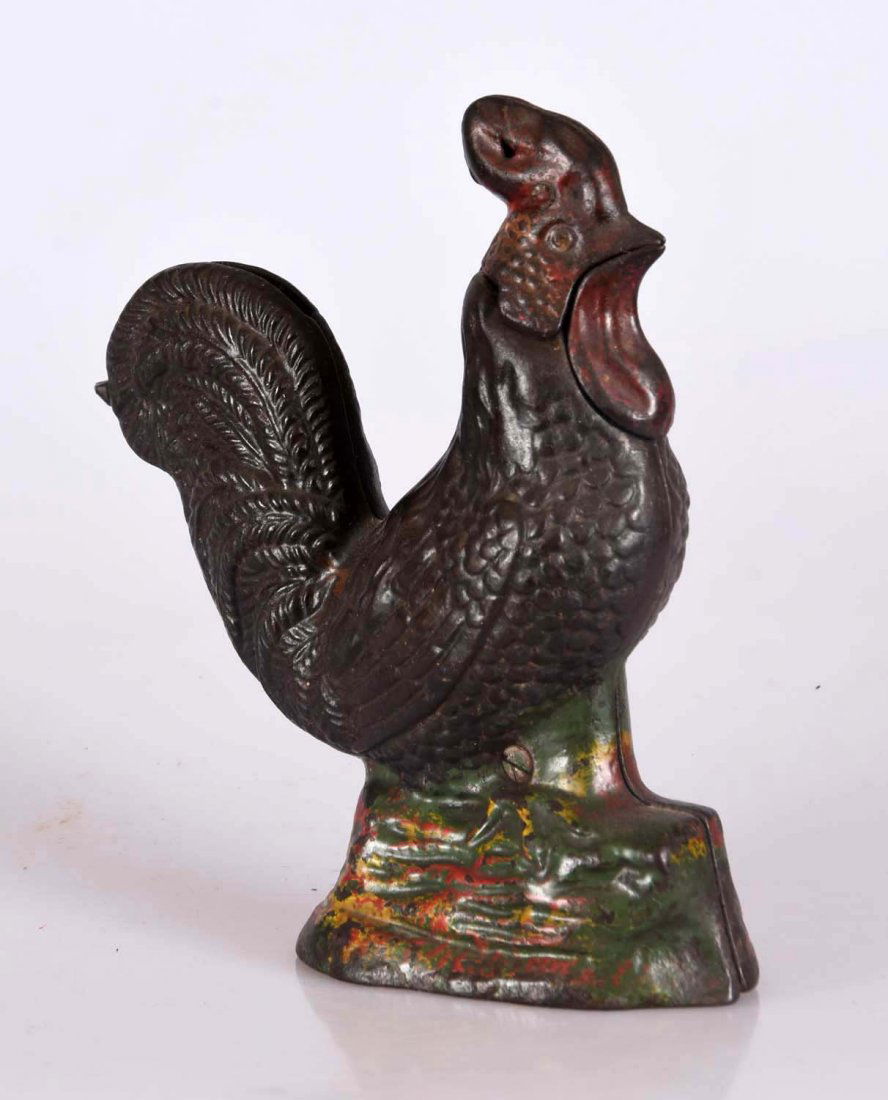 Kyser & Rex Rooster Cast Iron Mech. Bank. (1 of 2)