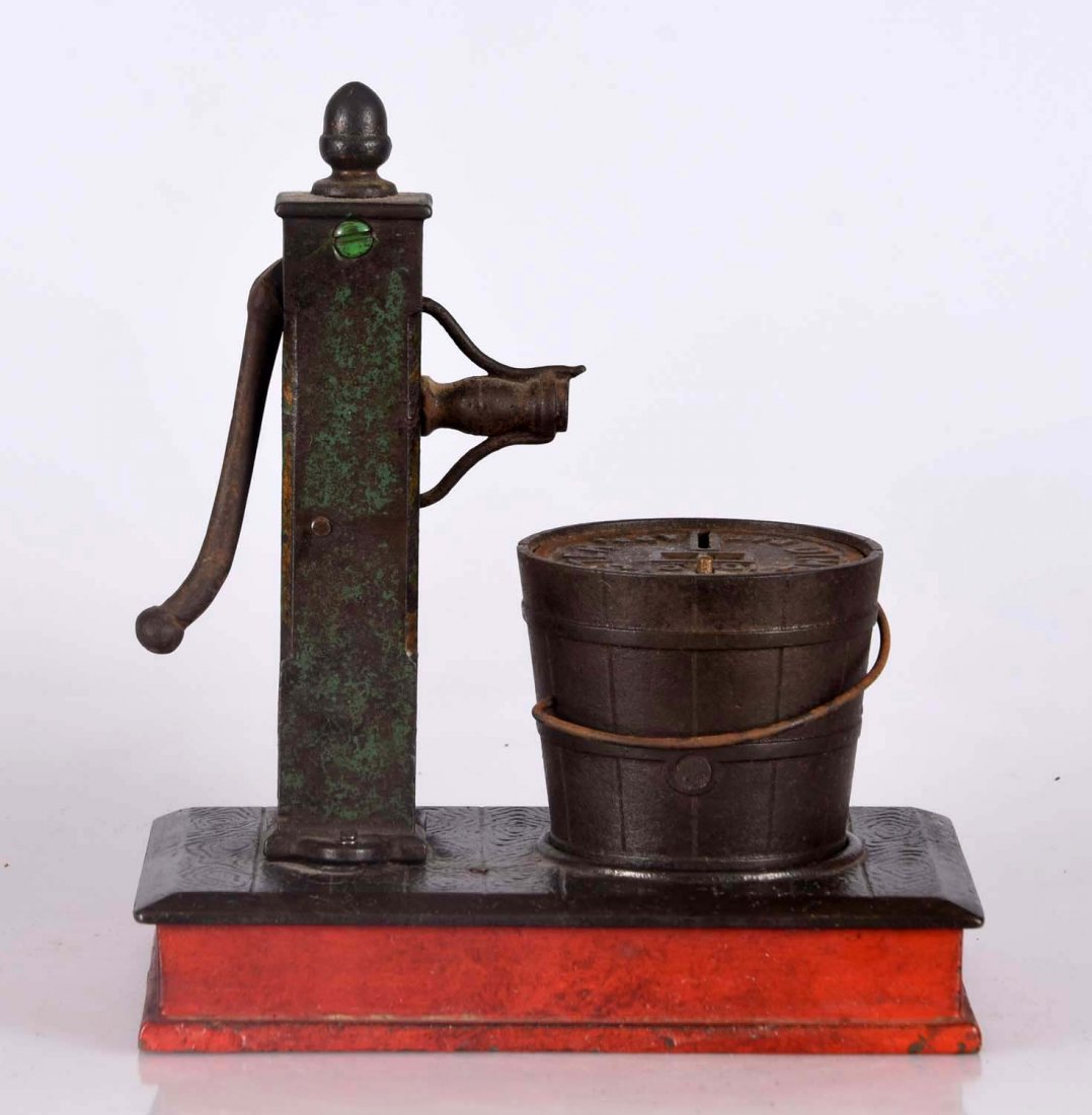 Cast Iron Pump & Bucket Mech. Bank. (1 of 2)