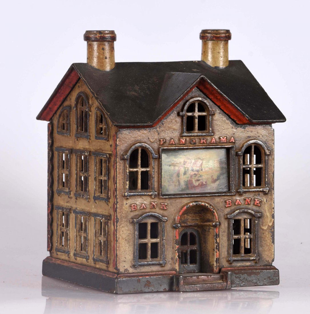 J. & E. Stevens Panarama Cast Iron Mechanical Bank. (1 of 2)