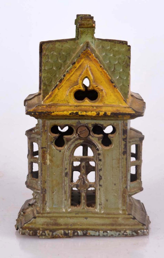 Cast Iron House w/ Bay Windows Still Bank-Medium.: M#1212. (JY). Excellent