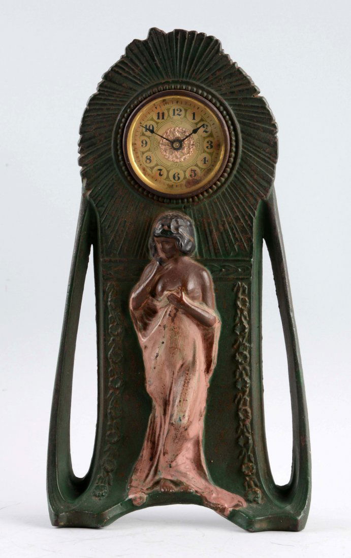 Cast Iron Deco Lady Art Nouveau Clock. (1 of 2)