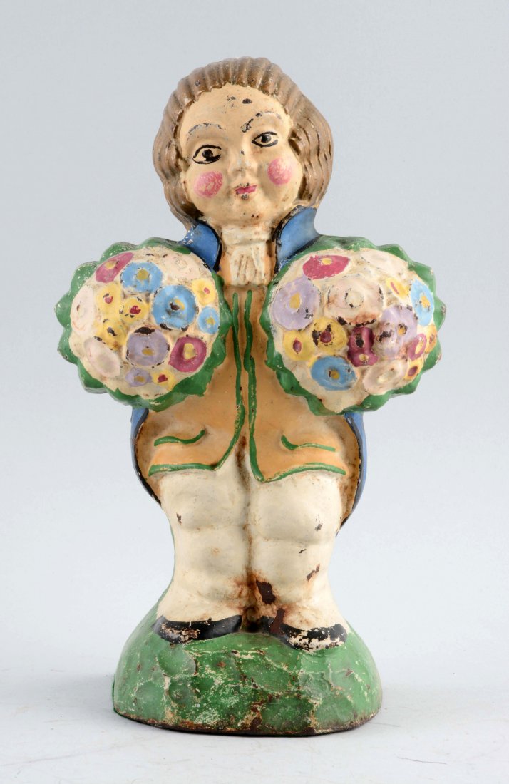 Cast Iron Colonial Man w/ Bouquets Doorstop. (1 of 2)