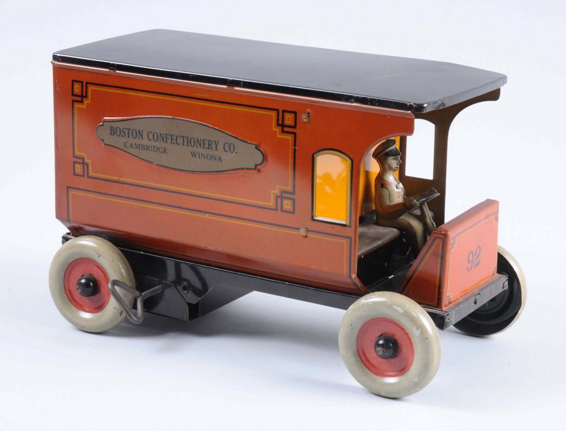 Strauss Tin Litho Wind-Up Boston Confectionery Truck. (1 of 2)