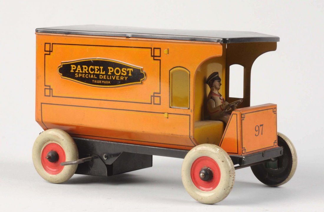 Strauss Tin Litho Wind-Up Parcel Post Van. (1 of 2)