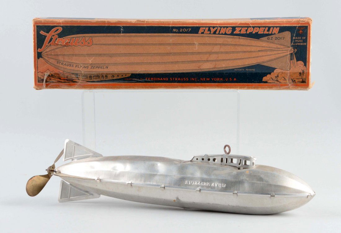 Strauss Tin Wind-Up Flying Zeppelin Toy. (1 of 2)