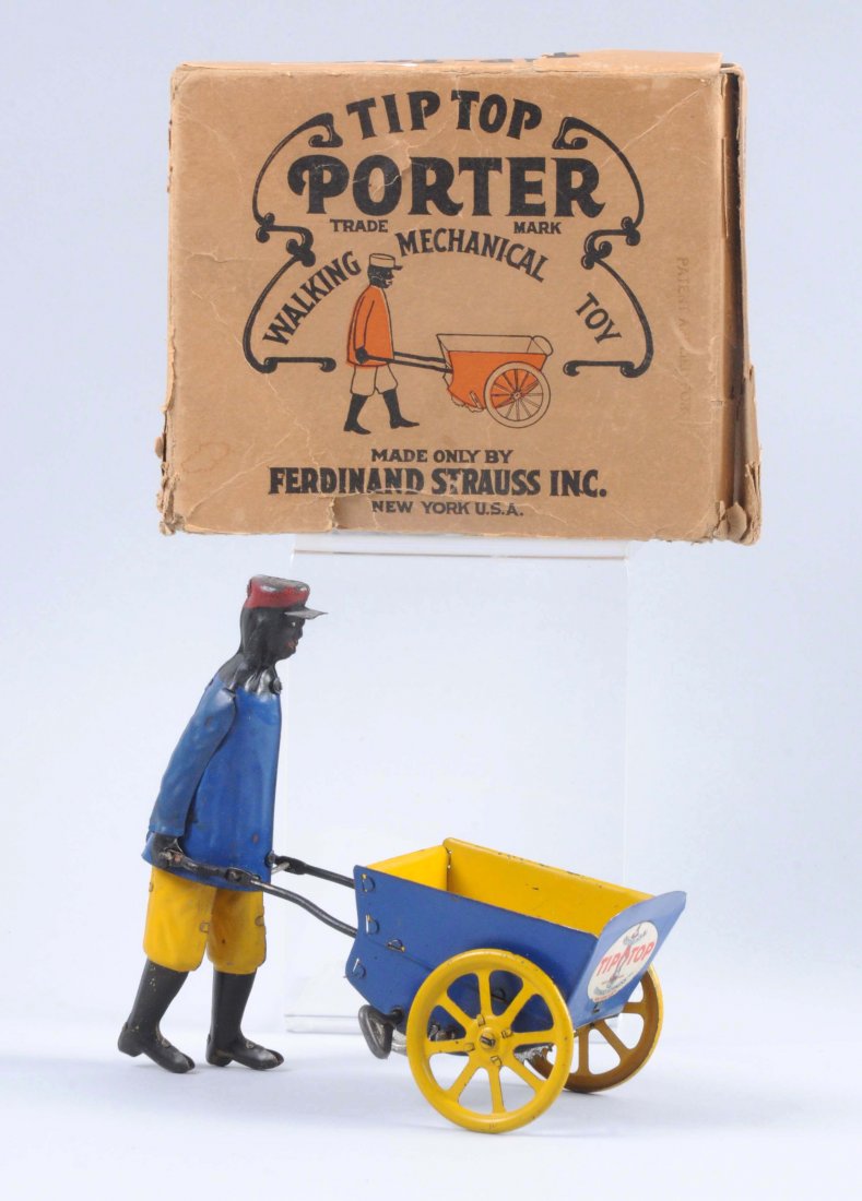Strauss Tin Litho Wind-Up Tip Top Porter Toy. (1 of 3)