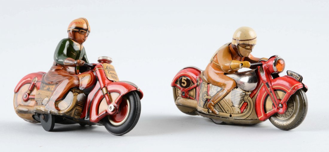 Lot Of 2: German Tin Litho Wind Up Schuco Motorcycle (1 of 2)