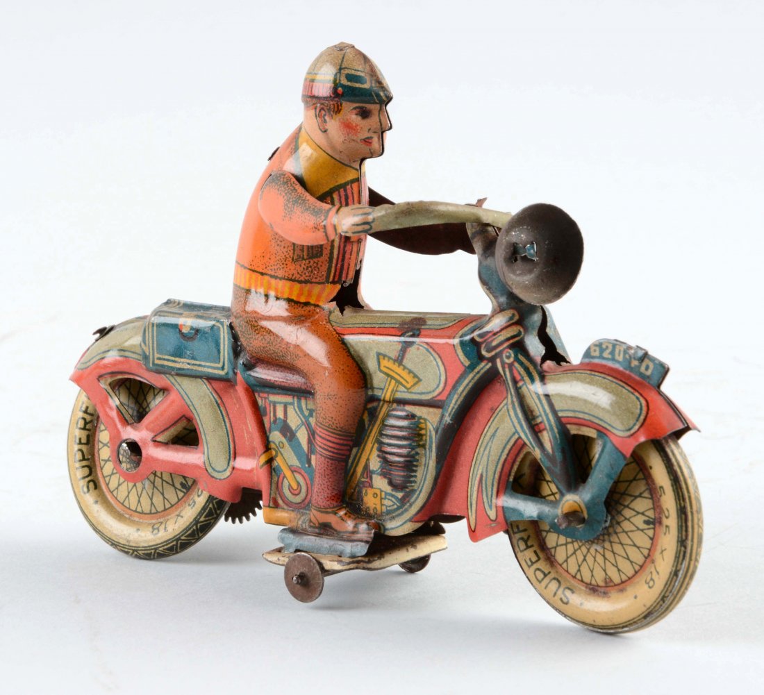 Italian Ingap Tin Litho Wind-Up Motorcycle Toy. (1 of 2)
