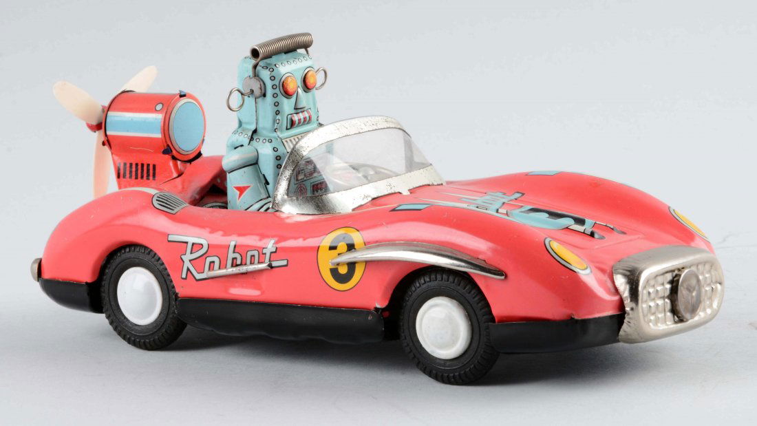Japanese Tin Litho Friction Robot Driving Mercedes. (1 of 2)