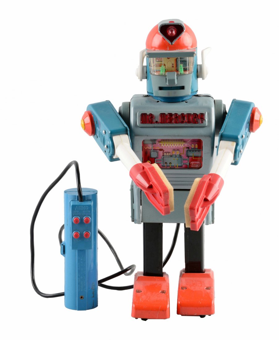 Japanese Tin Litho Battery Operated Mr. Mercury Robot. (1 of 2)