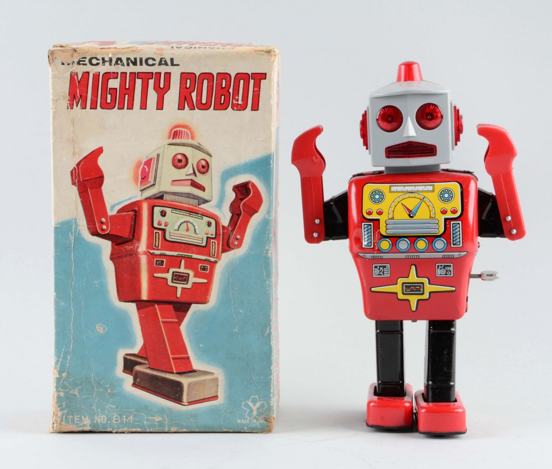 Japanese Tin Litho Mechanical Mighty Robot. (1 of 2)