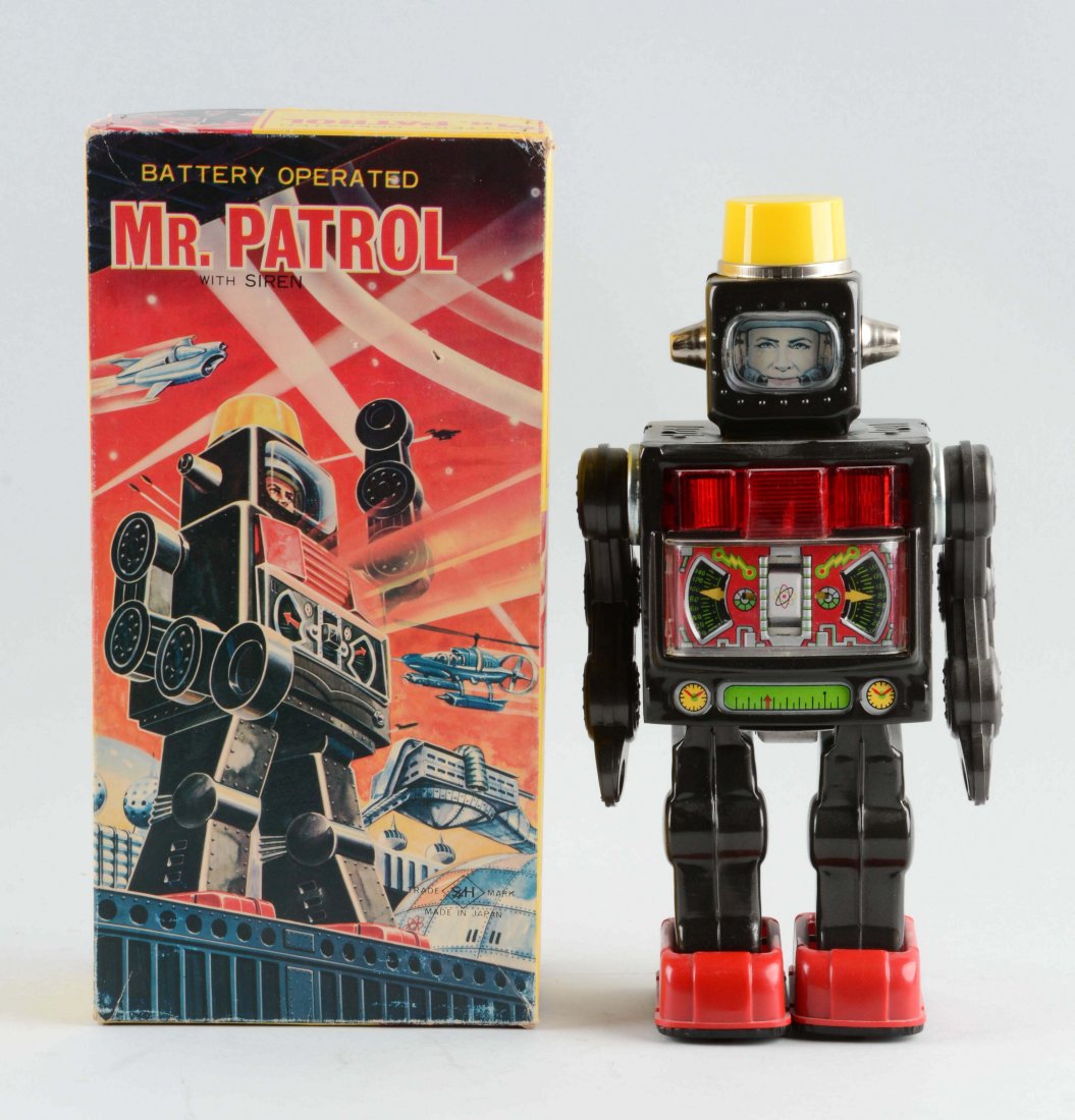 Japanese Tin Litho Battery Operated Mr. Patrol Robot. (1 of 2)