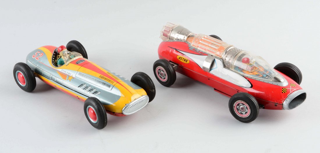 Lot Of 2: Japanese Tin Litho Race Car Toys. (1 of 2)