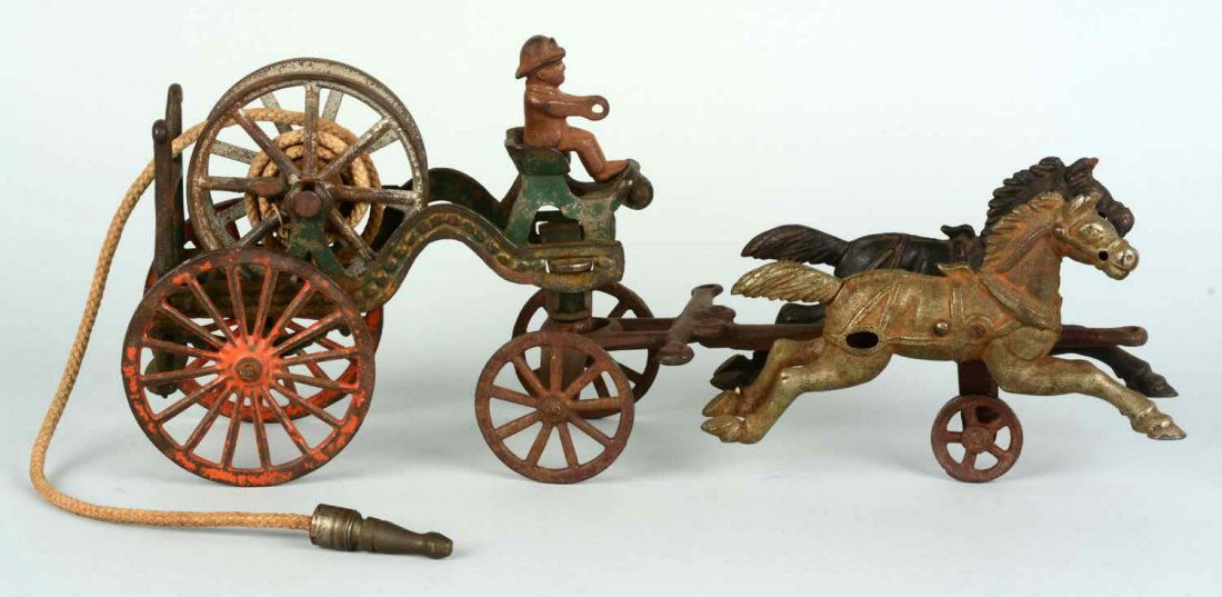 Cast Iron American Made Horse Drown Hose Reel Toy. (1 of 5)