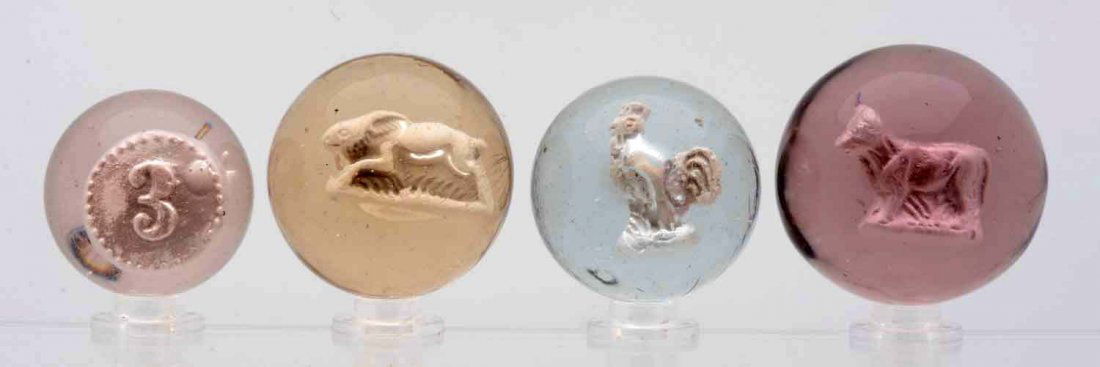 Lot of 4: Sulphide Marbles. (1 of 1)